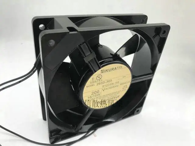 Alt view image 6 of 6 - 200V 120mm 12cm 2650-365 Ikura R12D5W-155 220V AC 50/60Hz 16/15W 120X120X38mm High Temperature Resistant Industrial Case Fan