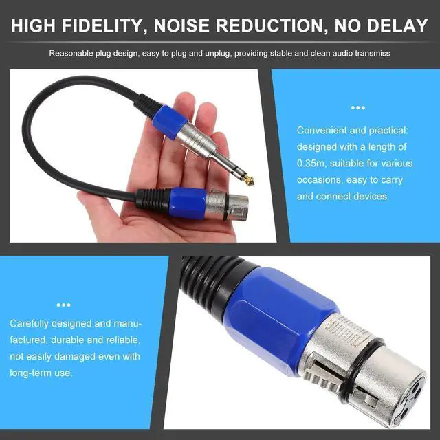 Alt view image 5 of 6 - 2Pcs Xlr to 6.35mm Trs Adapter Cable Male to Female 0.35m Short Microphone Patch Cord for Audio Mixing Consoles