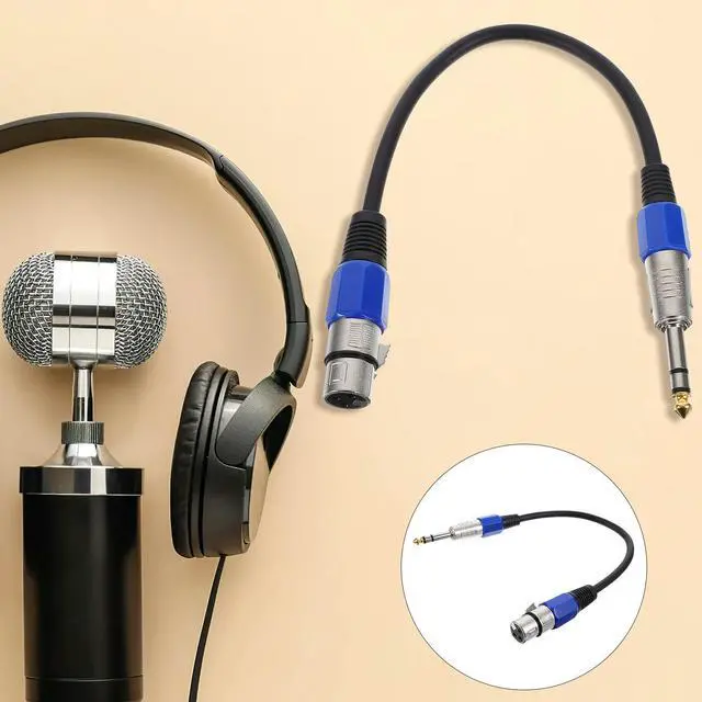 Alt view image 4 of 6 - 2Pcs Xlr to 6.35mm Trs Adapter Cable Male to Female 0.35m Short Microphone Patch Cord for Audio Mixing Consoles