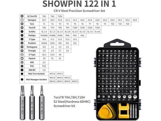 Alt view image 12 of 14 - Computer Repair Kit, 122 in 1 Magnetic Laptop Screwdriver Kit, Precision Screwdriver Set, Small Impact Screw Driver Set with Case for Computer, Laptop, PC, for iPhone, Watch,Hand Tools Yellow