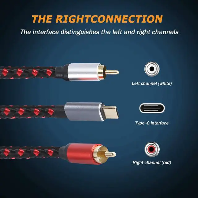 Alt view image 6 of 6 - 1Pcs Type-C to 2 Rca Male Audio Cable 0.5m Red Aluminum Alloy Housing Multi-Function Audio Charging Cable Compatible with