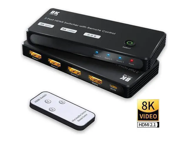 Alt view image 8 of 14 - HDMI Switch with IR Remote hdmi Switcher 3 in 1 Out Ultra 8K HD Directional Switch 8K@60Hz 4K@120Hz High Speed 48Gbps Switch 8K hdmi Splitter ps5 Support Xbox X PS5 luminum Shell