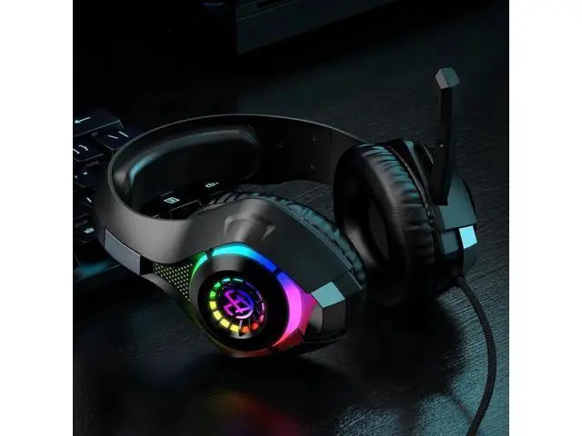 Alt view image 11 of 12 - Wired Gaming Headset for PS4 PS5 Switch Xbox One PC with RGB Light, Noise Canceling Mic, Surround Sound Gaming Headphones