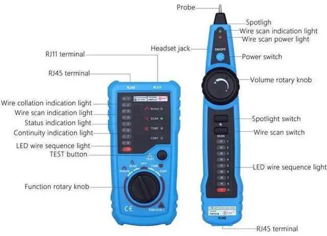 Alt view image 11 of 14 - Aomoproing 1PCS RJ11 RJ45 Cat5 Cat6 Telephone Wire Tracker Tracer Toner Ethernet LAN Network Cable Tester Detector Line Finder