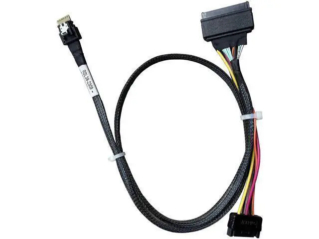Alt view image 8 of 14 - PCIe Gen4 x4 SlimSAS SFF-8654 (38Pin) to U.2 SFF-8639 (68Pin) Cable with SATA Power, 75cm