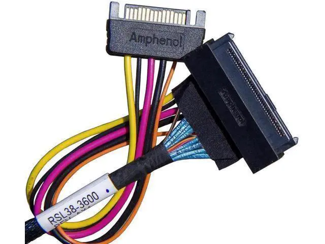 Alt view image 11 of 14 - PCIe Gen4 x4 SlimSAS SFF-8654 (38Pin) to U.2 SFF-8639 (68Pin) Cable with SATA Power, 75cm