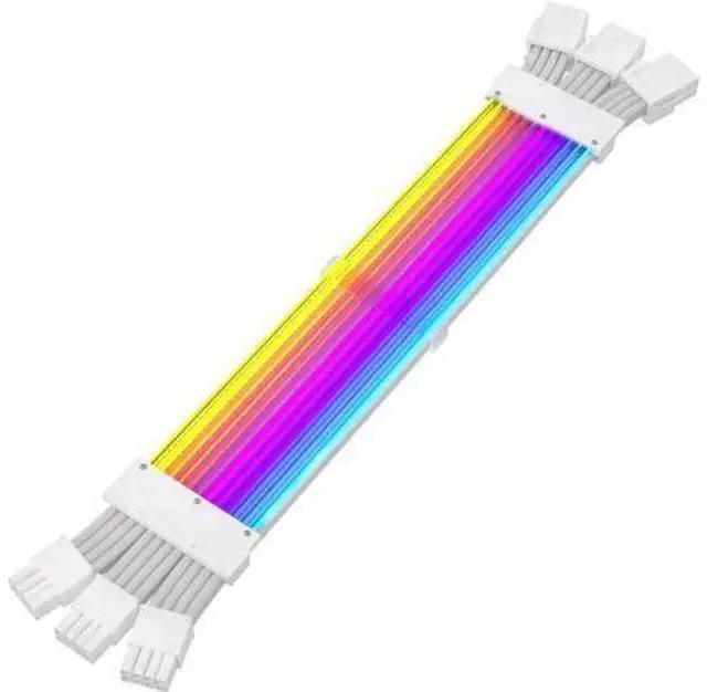 Alt view image 13 of 14 - Aomoproing RGB PSU Cables,Full White ARGB GPU Power Supply Cable 3 * 8(6+2) Pin,Strimer Extension Cable Kit 5V 3Pin Synchronized,Customed White PC Chassis (White Connector)