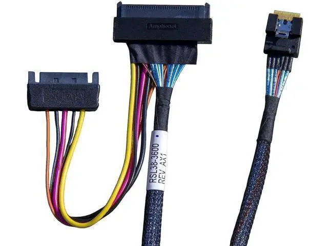 Alt view image 14 of 14 - PCIe Gen4 x4 SlimSAS SFF-8654 (38Pin) to U.2 SFF-8639 (68Pin) Cable with SATA Power, 75cm
