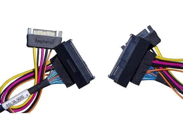 Alt view image 12 of 14 - PCIe Gen4 x4 SlimSAS SFF-8654 (38Pin) to U.2 SFF-8639 (68Pin) Cable with SATA Power, 75cm