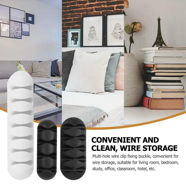 Alt view image 5 of 6 - 12Pcs Adhesive Cable Holder Premium Cable Organizer Clips for Home Office Desk Car USB Audio Cables Solution