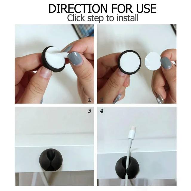 Alt view image 6 of 6 - 12Pcs Adhesive Cable Holder Premium Cable Organizer Clips for Home Office Desk Car USB Audio Cables Solution