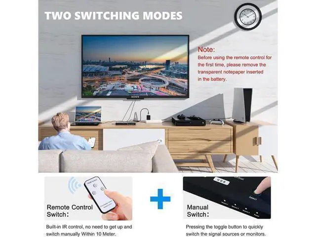 Alt view image 11 of 14 - HDMI Switch with IR Remote hdmi Switcher 3 in 1 Out Ultra 8K HD Directional Switch 8K@60Hz 4K@120Hz High Speed 48Gbps Switch 8K hdmi Splitter ps5 Support Xbox X PS5 luminum Shell