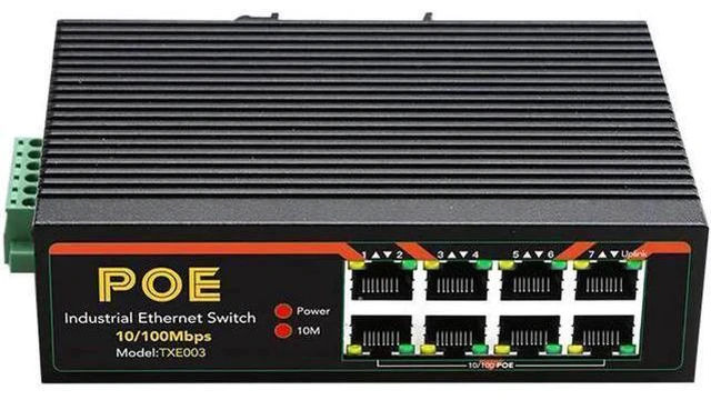 Alt view image 5 of 8 - 8 Ports Industrial Fast Ethernet Switch 10/100Mbps POE Network Switch DIN Rail Type Network RJ45 Lan adapter
