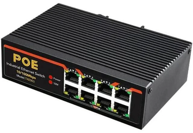 Alt view image 6 of 8 - 8 Ports Industrial Fast Ethernet Switch 10/100Mbps POE Network Switch DIN Rail Type Network RJ45 Lan adapter