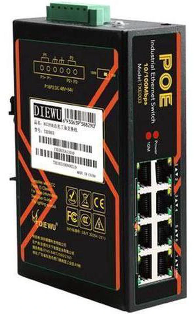 Alt view image 7 of 8 - 8 Ports Industrial Fast Ethernet Switch 10/100Mbps POE Network Switch DIN Rail Type Network RJ45 Lan adapter