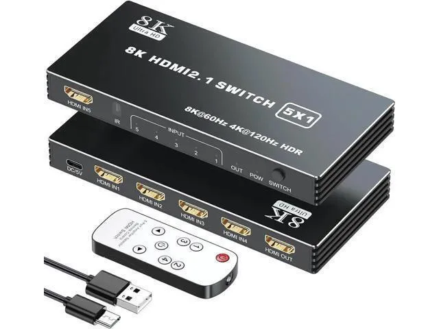 Alt view image 8 of 14 - HDMI 2.1 Switch 5x1, 8K HDMI Switch 5 in 1 Out, Support 8K/60Hz 4K/120Hz HDCP 2.3 HDR10, 5-Port HDMI Switcher Selector Box Compatible with PS3/4/5, Fire Stick, DVD, Xbox Switch etc..