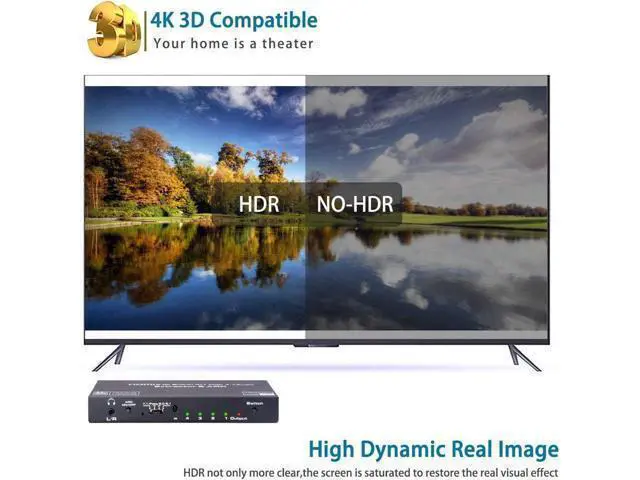 Alt view image 12 of 14 - 4K 60Hz 4 Port 4 x 1 HDMI Switch Audio Extractor with IR Remote Control HDMI 2.0b Switcher Support ARC Function 18Gbps 4K x 2K 3D HDCP 2.2 HDMI Splitter Hub Port Switches for PS4 Xbox