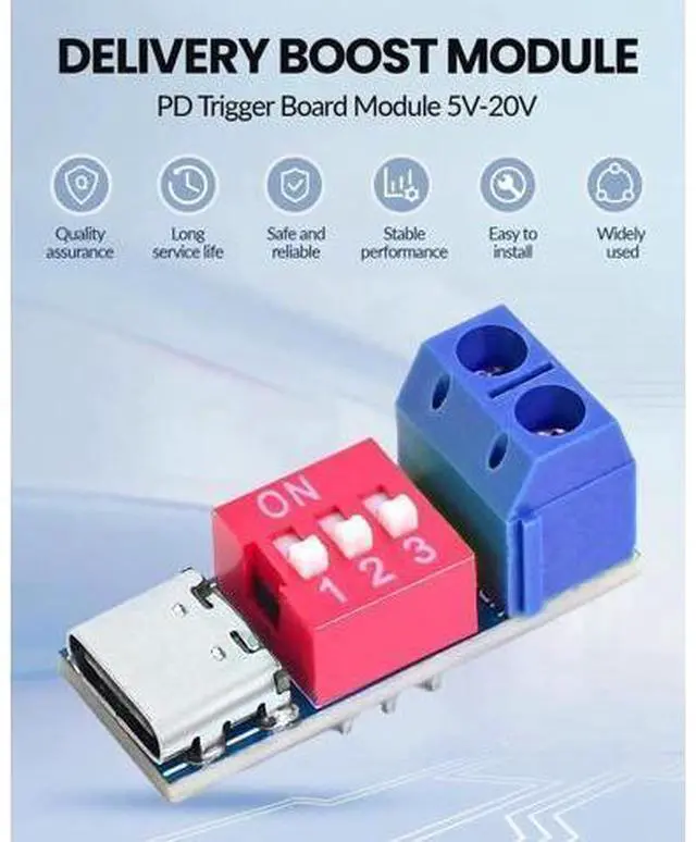 Alt view image 9 of 14 - Aomoproing USB-C PD Trigger Module, PD/QC Fast Charge Decoy Board, USB Type-C to 5V/9V/12V/20V High-Speed Charging Power Delivery Boost Converter (6PCS)