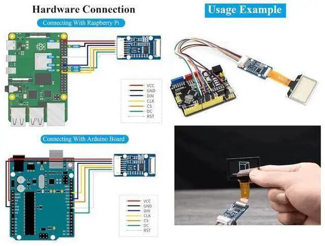 Alt view image 13 of 14 - 1.51inch Transparent OLED Compatible with Raspberry Pi 5/4B/3B+/3B/A+/Pi Zero W/Pi Zero 2W, 128 x 64 Resolution, SPI/I2C Interfaces, Embedded Independent Driver Chip, Light Blue Color Display