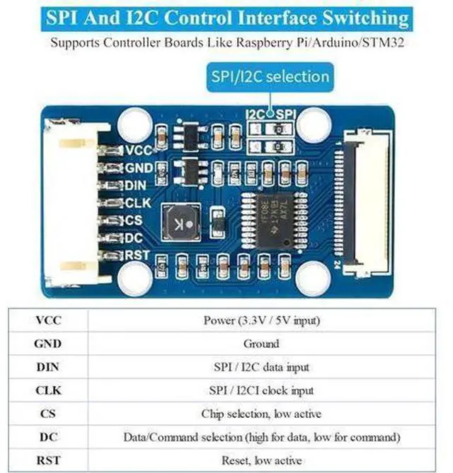Alt view image 14 of 14 - 1.51inch Transparent OLED Compatible with Raspberry Pi 5/4B/3B+/3B/A+/Pi Zero W/Pi Zero 2W, 128 x 64 Resolution, SPI/I2C Interfaces, Embedded Independent Driver Chip, Light Blue Color Display