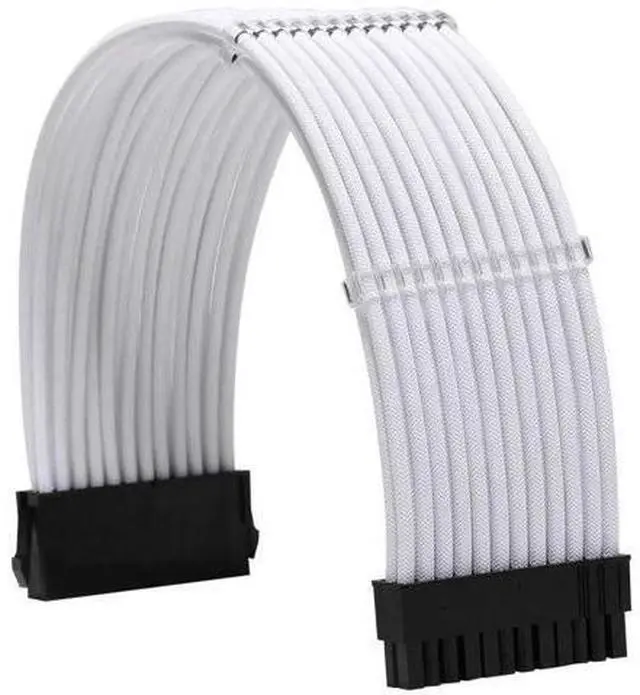 Alt view image 10 of 12 - White Braided Sleeved PSU Extension Cable Kit, 18AWG ATX 24Pin + EPS 8Pin + PCI-E 8Pin with Cable Combs for PSU Connecting Motherboard & Graphics Card