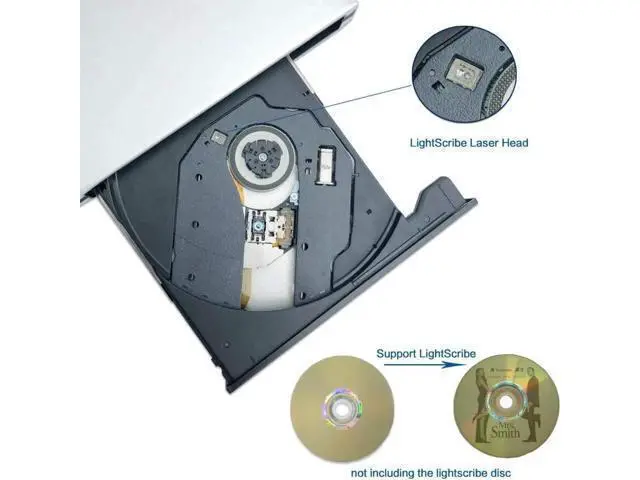 Alt view image 11 of 14 - External DVD CD Drive, Aluminum USB 3.0 Lightscribe DVD Burner Type-C Portable DVD CD +/-RW Rewriter Reader Slim Optical Drive Compatible with Macbook Laptop Desktop (Silver)