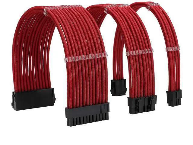Alt view image 7 of 12 - Red Sleeved PSU Extension Cable Kit, 18AWG ATX 24Pin + EPS 8Pin + PCI-E 8Pin with Cable Combs, for PSU Connecting Motherboard & Graphics Card
