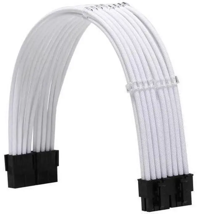 Alt view image 12 of 12 - White Braided Sleeved PSU Extension Cable Kit, 18AWG ATX 24Pin + EPS 8Pin + PCI-E 8Pin with Cable Combs for PSU Connecting Motherboard & Graphics Card