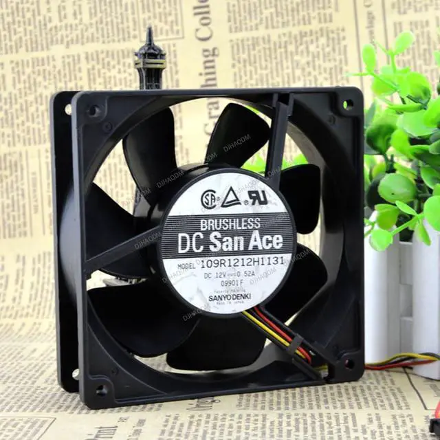 Alt view image 8 of 10 - Compatible for DC San Ace 109R1212H1131 12V 0.52A 12cm 12038 3-Wire Cooling Fan