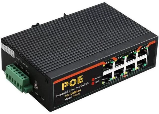 Alt view image 8 of 8 - 8 Ports Industrial Fast Ethernet Switch 10/100Mbps POE Network Switch DIN Rail Type Network RJ45 Lan adapter