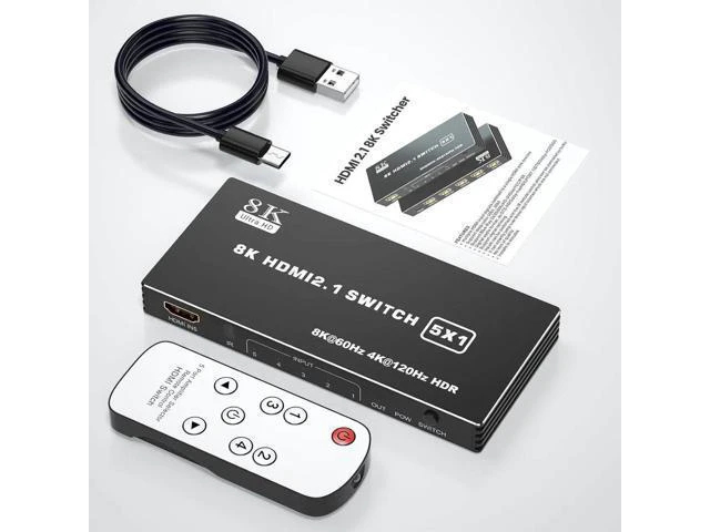 Alt view image 14 of 14 - HDMI 2.1 Switch 5x1, 8K HDMI Switch 5 in 1 Out, Support 8K/60Hz 4K/120Hz HDCP 2.3 HDR10, 5-Port HDMI Switcher Selector Box Compatible with PS3/4/5, Fire Stick, DVD, Xbox Switch etc..