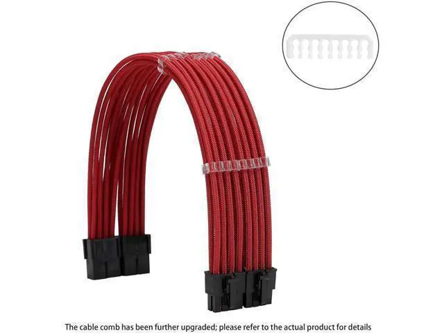Alt view image 11 of 12 - Red Sleeved PSU Extension Cable Kit, 18AWG ATX 24Pin + EPS 8Pin + PCI-E 8Pin with Cable Combs, for PSU Connecting Motherboard & Graphics Card