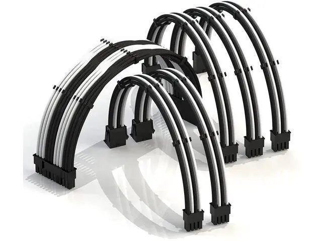 Alt view image 7 of 12 - LINKUP - 30cm Super Soft and Flexible PSU Cable Extension Sleeved Custom Mod GPU PC Braided w/Comb Kit - Compatible with RTX30901x24 P (20+4)2x8 P (4+4) CPU3x8 P (6+2) GPU Set300mm - WhiteBlack
