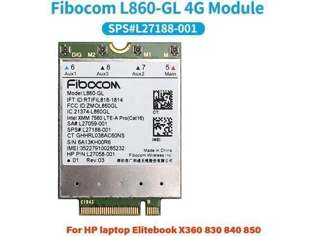 Alt view image 5 of 8 - FDD-LTE TDD-LTE Cat16 Fibocom L860-GL 4G Module Wlan Card SPS#L27188-001 For HP laptop Elitebook X360 830 840 850