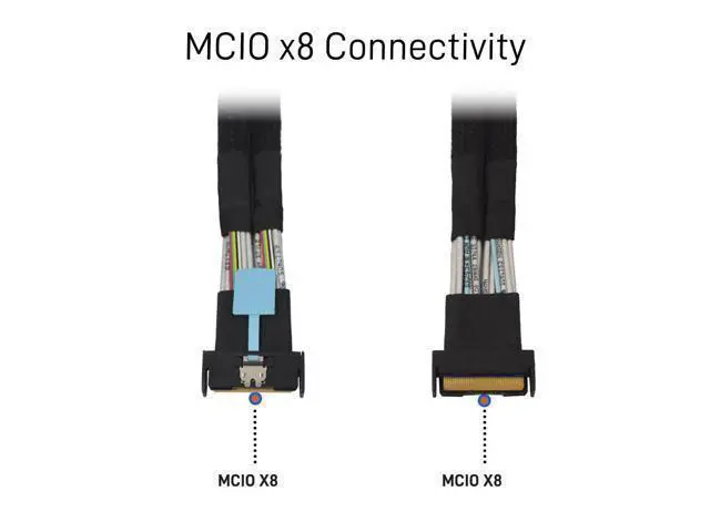 Alt view image 10 of 10 - LetLinkSo PCIe 5.0 MCIO x8 to 2 x SFF-8639 Cable for U.2 NVMe SSD with 15Pin Power, 2.1ft(65 cm)