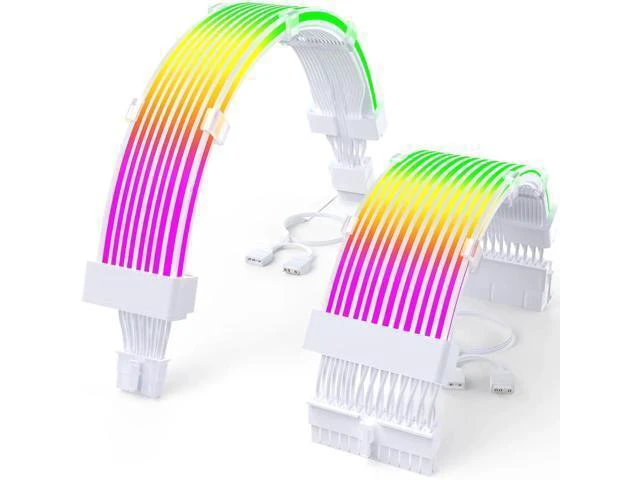 Alt view image 8 of 14 - RGB 12VHPWR Cable Set,ARGB PSU Cable Extension of Soft LED Strip Include 24Pin Motherboard,16 Pin GPU Power Supply Cables,for RTX 40 50 Series PC Custom,Male to Female