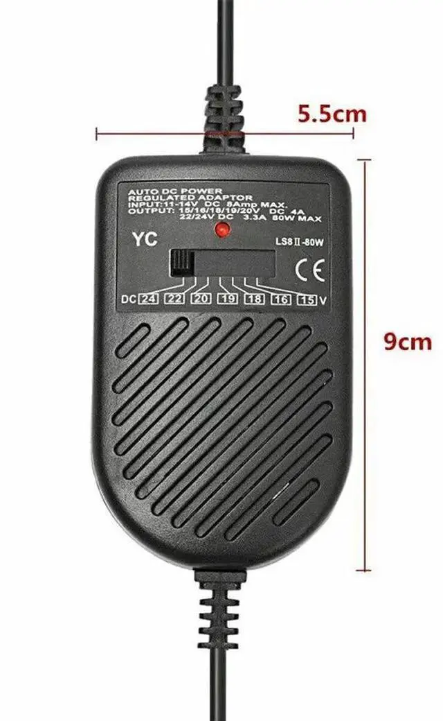 Alt view image 4 of 4 - DC 80W Car Auto Universal Charger Power Supply Adapter Set with 8 Detachable Plugs - for Laptop and Notebook Charger