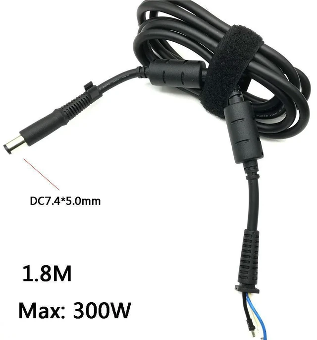 Alt view image 3 of 4 - 230W 240W 300W Copper DC Tip Plug Connector Cord Cable for Laptop Charger Adapter black Pin 7.4 x 5.0mm 1.8M
