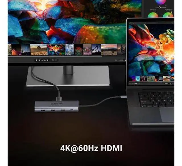 Alt view image 11 of 14 - UGREEN USB C Hub 9 in 1 10Gbps USB C 3.2 & USBA 3.2 4K 60Hz HDMI, 100W Power Delivery, SD/TF Card Reader Gigabit Ethernet for MacBook Pro/Air,iPhone 15 Pro/Pro Max, Thinkpad and More