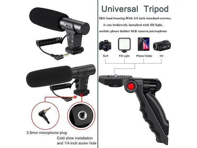 Alt view image 14 of 14 - Professional Smartphone Vlog Shooting Kits with Microphone LED Light Camera Tripod Holder for Live Photography YouTube Recording