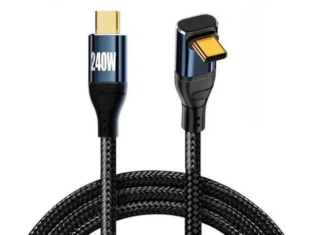 Alt view image 11 of 14 - 3M Up & Down Angled USB-C to USB-C Cable, 240W 48V 5A, 480Mbps, 100W Compatible for Laptops, Tablets & Phones