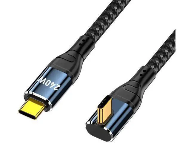 Alt view image 8 of 14 - 3M Low Profile Angled USB-C to USB-C Cable, 240W 48V 5A, 480Mbps, 100W Backward Compatible for Laptops, Tablets & Phones
