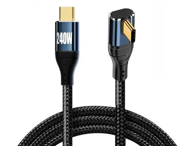 Alt view image 9 of 14 - 3M Low Profile Angled USB-C to USB-C Cable, 240W 48V 5A, 480Mbps, 100W Backward Compatible for Laptops, Tablets & Phones
