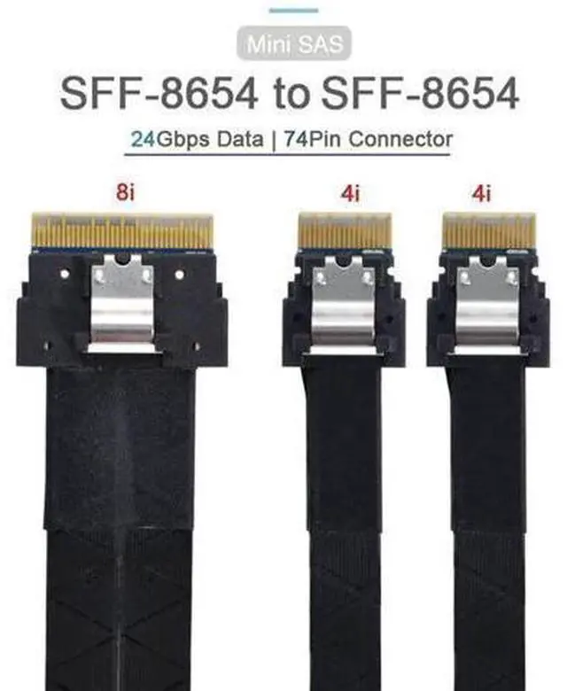 Alt view image 9 of 14 - 50cm PCIe 4.0 Ultraport Slimline SAS Fanout Cable, SFF-8654 8i 74Pin Host to Dual SFF-8654 4i 38Pin Target Server Storage Cable