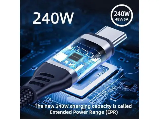 Alt view image 12 of 14 - 3M Low Profile Angled USB-C to USB-C Cable, 240W 48V 5A, 480Mbps, 100W Backward Compatible for Laptops, Tablets & Phones