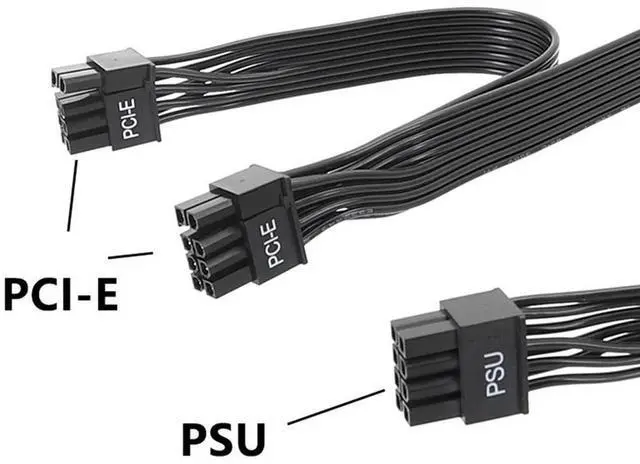 Alt view image 4 of 4 - Advanced! 8 Pin PSU to Dual 6+2 Pin PCIE Power Cable for Thermaltake, Male to Male GPU Cable for ARESGAME Modular Power Supply