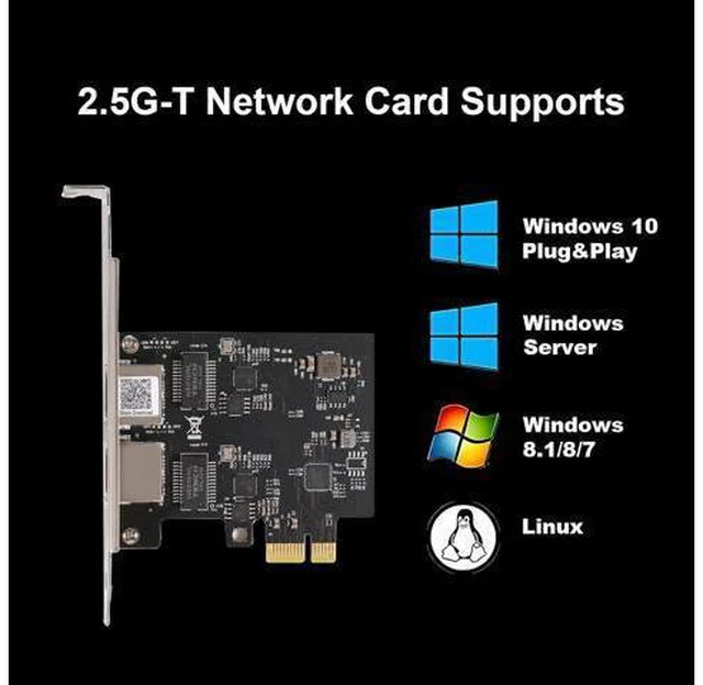 Alt view image 9 of 14 - 2.5Gbase-T PCIE NIC with Realtek RTL8125 Chip Dual RJ45 Port 2500/1000/100 Mbps Network Adapter PCIe X1 Ethernet Card for Windows/Windows Server/Linux