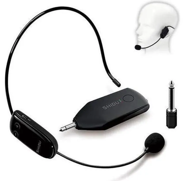 Alt view image 7 of 12 - Wireless Microphone Headset UHF External Mic Rechargeable Transmitter with Receiver Headset and Handheld 2 in 1 for Voice Amplifier Pa system Stage Speaker Mixer