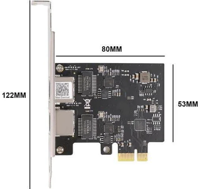 Alt view image 13 of 14 - 2.5Gbase-T PCIE NIC with Realtek RTL8125 Chip Dual RJ45 Port 2500/1000/100 Mbps Network Adapter PCIe X1 Ethernet Card for Windows/Windows Server/Linux