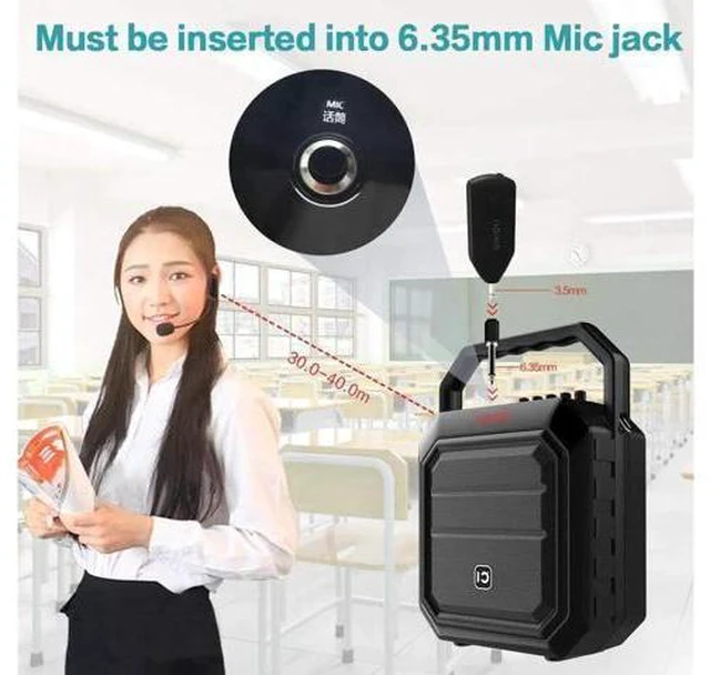Alt view image 10 of 12 - Wireless Microphone Headset UHF External Mic Rechargeable Transmitter with Receiver Headset and Handheld 2 in 1 for Voice Amplifier Pa system Stage Speaker Mixer